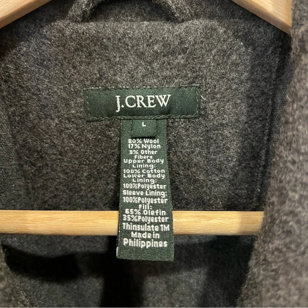 JCrew J. Crew Men’s Wool Button Front Jacket Outer Shell Pea Coat Gray Grey L